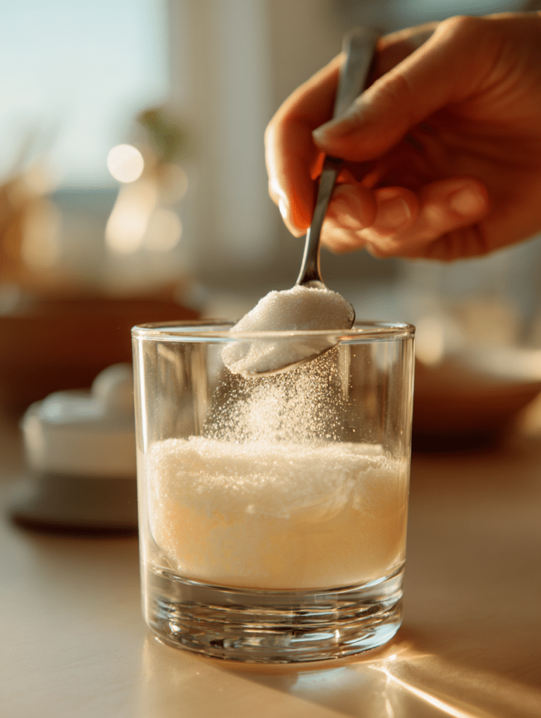 Mixing Dr Ashton gelatin recipe in glass