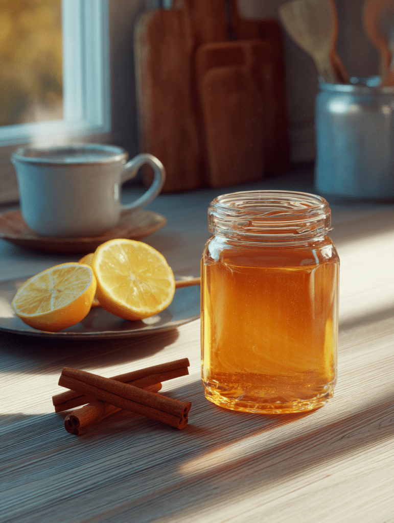 Ingredients for Dr Ben Carson honey recipe with honey and lemon