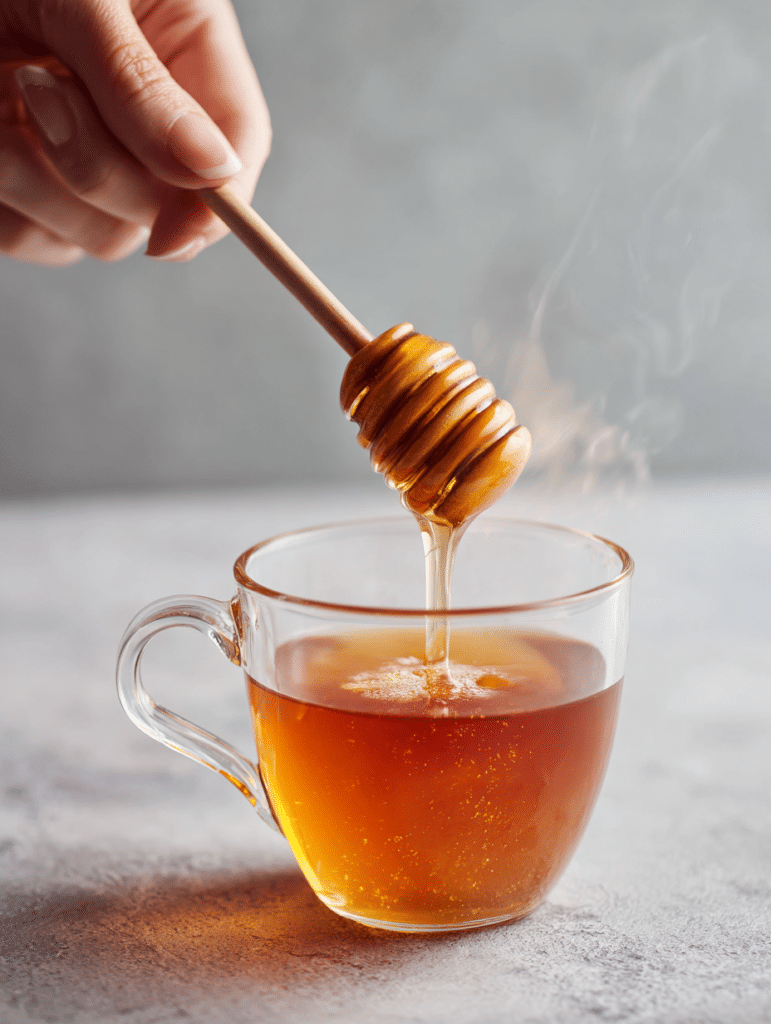 mixing honey in warm water for Dr Gupta honey recipe