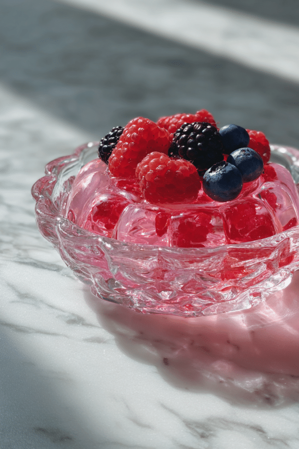 Dr Oz gelatin recipe pink gelatin in glass bowl