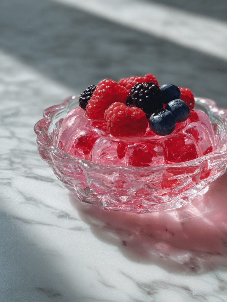 Dr Oz gelatin recipe pink gelatin in glass bowl