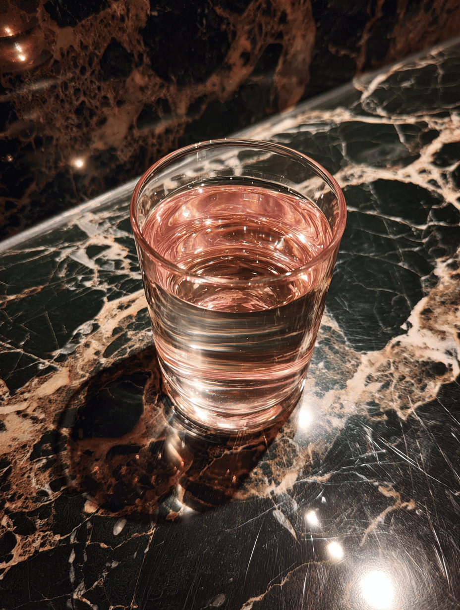 himalayan salt trick in a glass of water on kitchen counter