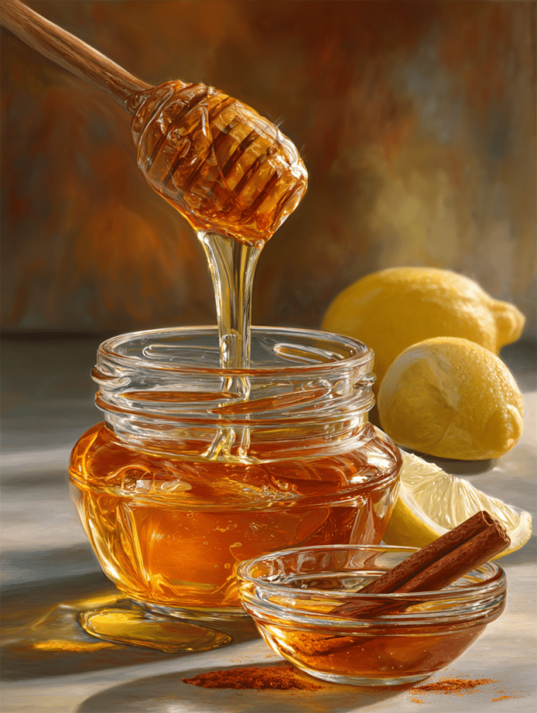 pouring honey for honey trick recipe preparation