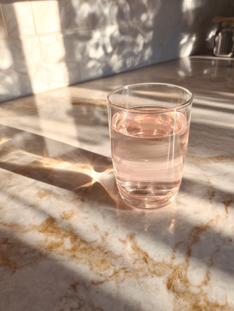 pink salt trick recipe drink in glass with warm water