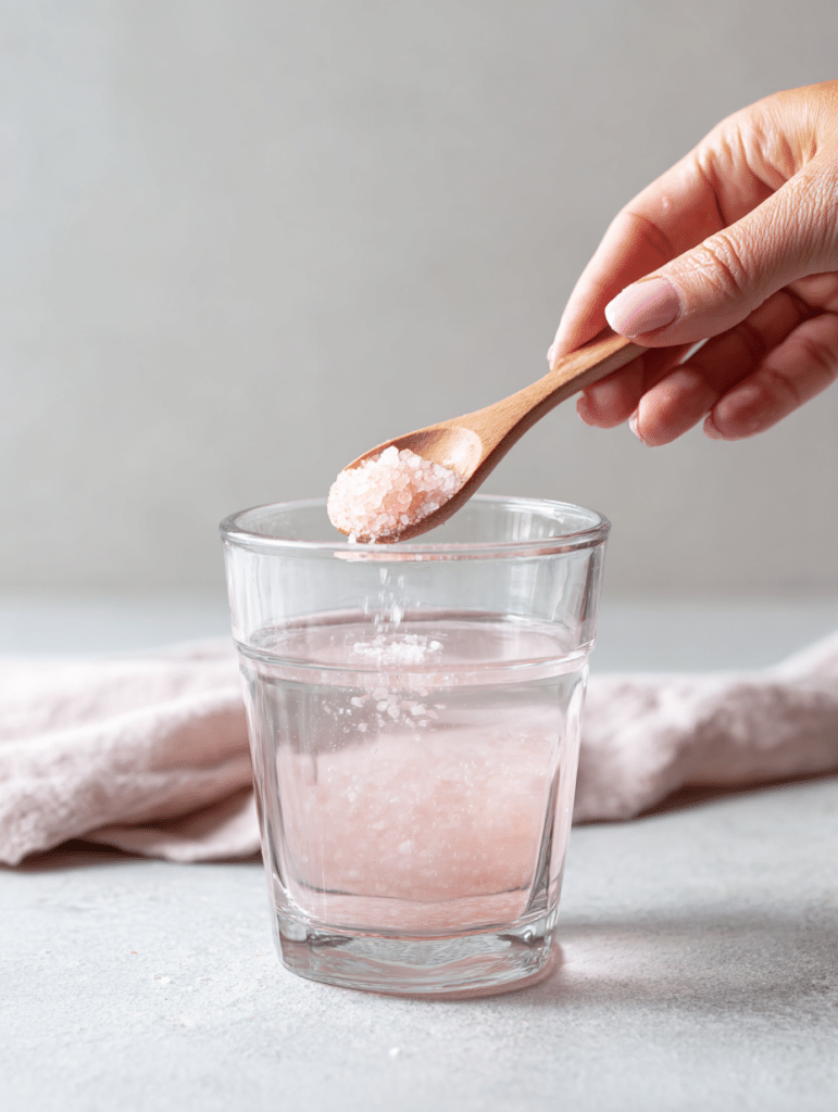 mixing pink salt trick recipe in glass