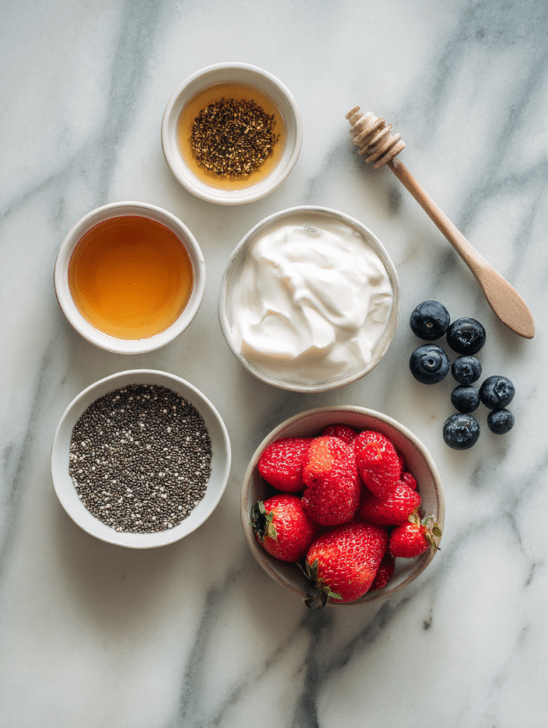 chia seeds in yogurt ingredients setup